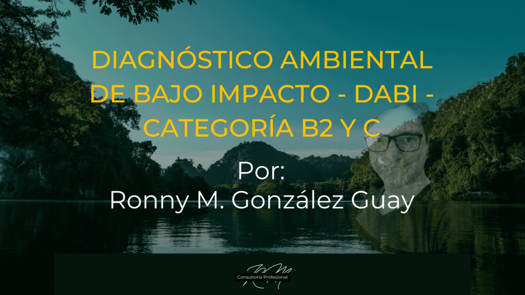 Diagnóstico Ambiental de Bajo Impacto - DABI - categoría B2 y C, por Ronny M. González Guay. Fondo paisaje.