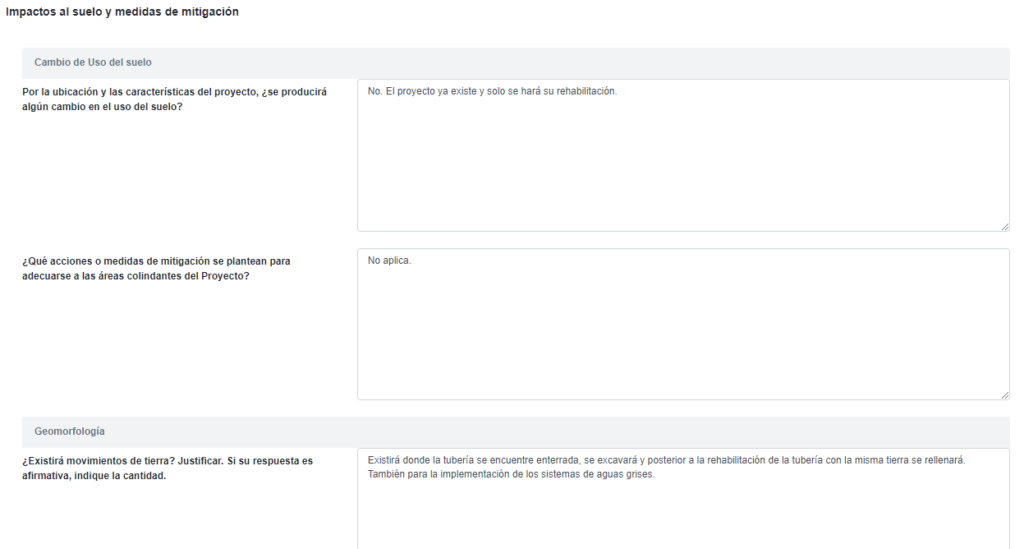 BIAWEB, Impactos al suelo, solicitud información categoría C, ejemplo