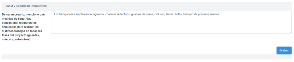 BIAWEB, Salud y seguridad ocupacional, ejemplo, solicitud información categoría C