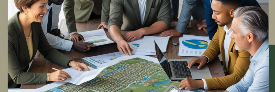 Personas en una mesa de reuniones, discutiendo aspectos de Licencia Ambiental de un proyecto hotelero.