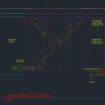 Conexiones de tubería PTAR, vista AutoCAD