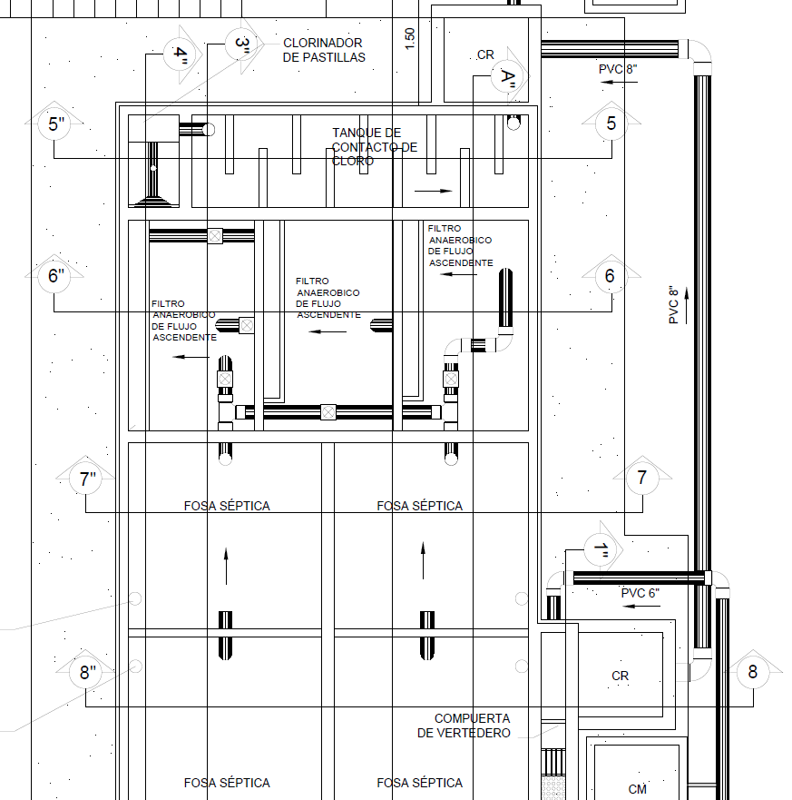 Extracto plano de diseño PTAR bodegas industriales de almacenamiento